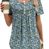 51ABQa6u6zL.jpg Womens Summer Tunic Tops Button Down Shirts Short Sleeve T-shirts Beach Vacation Clothes Spring S-3XL