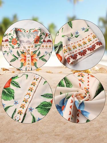 51AcdN7nudL.jpg ???? Womens Hawaiian Shirt Luau Party Tropical Vacation Button Down Shirts Short Sleeve Beach Hawaii Floral Print Top