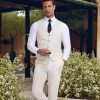 51Cb9Ujw2pL.jpg Casual Linen Beige Men's 2 Piece Suits Wedding Suits Slim Fit Groomsmen Tuxedos Prom Waistcoat Summer Linen Vest+Pant