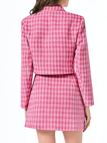 Womens Cropped Tweed Blazer Sets 2 Piece Outfits and Mini Skirt Sets Business Casual Suits