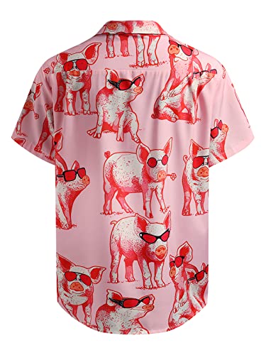 51DUd616y5L.jpg Men's Hawaiian Shirt Short Sleeve Funny Printed Casual Button Down Aloha Shirts