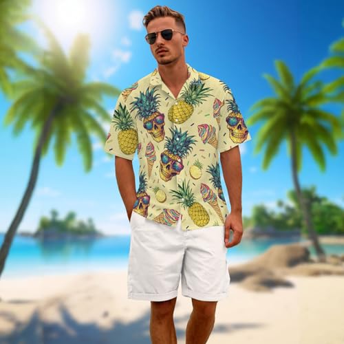 51EyXkDihL.jpg Funny Hawaiian Shirt Summer Beach Tropical Short Sleeve Holiday Print Aloha Shirt Casual Button Down Shirt