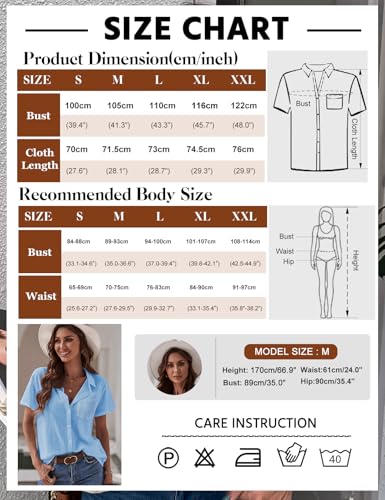 51GdQDzC6zL.jpg Short Sleeve Shirts for Women - Button Down Business Casual Tops Summer Cotton Linen Blouses Breathable V Neck T Shirt