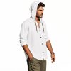 51HU3EShP3L.jpg Men Cotton Linen Long Sleeve Button Down Shirt Summer Casual Hawaiian Beach Tops Lightweight Fashion Hoodies