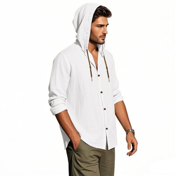 51HU3EShP3L.jpg Men Cotton Linen Long Sleeve Button Down Shirt Summer Casual Hawaiian Beach Tops Lightweight Fashion Hoodies