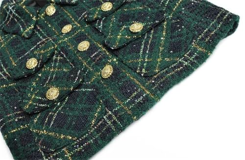 51Hvi15TLxL.jpg Women Winter Plaid Tweed Skirts Suit Bow Beading Long Sleeve Jacket Tassel Skirt 2 Pieces Set