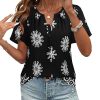 51I5hnLq7L.jpg Womens Summer Tops Boho Short Sleeve Business Casual Blouses Button Down Floral Shirts Fashion Beach Vacation Clothes