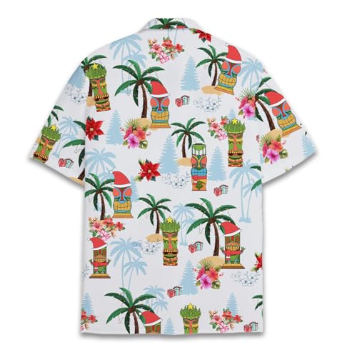 Holiday Hawaiian Shirt for Men Women Christmas Hawaiian Shirts Festive Summer Beach Short Sleeve Button Down
