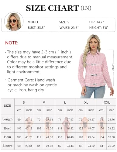 Womens Long Sleeve Button Down Shirts Casual Loose Fit Cotton Collared Blouses