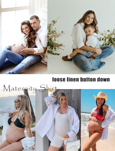 51MlYckKs9L.jpg Womens Linen Button Down Shirt Casual Long Sleeve Cotton Blouse Loose Fit Collared Work Gauze Tops with Pocket