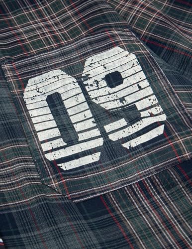 51NCFUPUV6L.jpg Mens Button Down Shirts Number Print Plaid Necktie Short Sleeve Shirt Casual Summer Shirts