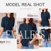 51O2074B8yL.jpg Womens Button Down Shirts Cute Short Puff Sleeve V Neck Tops Spring Summer Blouses for Women Dressy Casual