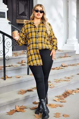 51OrBmgVfVL.jpg Womens Plus Size Flannel Shirts Plaid Shirts Long Sleeves Casual Button Down Collared Shacket Tops