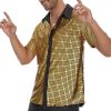 51PICxe2E6L.jpg Mens 70S Disco Outfits Sequin Shirt Short Sleeve Button Down Shirts Party Novelty Shirts Nightclub Christmas Prom Costume