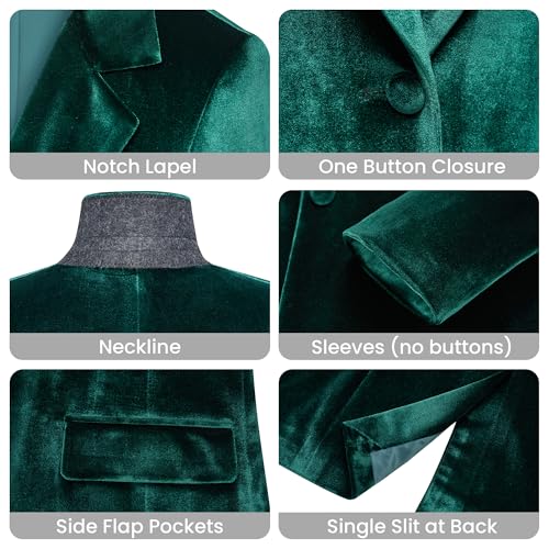 51PjWs997TL.jpg Women's 2 Piece Velvet Suit Notch Lapel One Button Slim Fit Business Party Wedding Tuxedo Blazer Pants Set