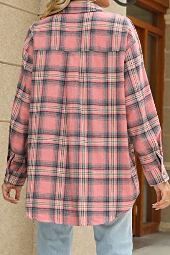 51SI2vHAfTL.jpg Womens Button Down Flannel Shirts Long Sleeve Plaid Shackets Business Casual Blouse Top