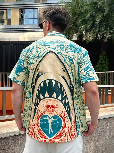 51SoQYbQjdL.jpg Men's Hawaiian Shirt Button Down Funny Printed Casual Short Sleeve Summer Beach Shirts