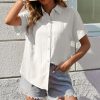 51T8jts9vL.jpg Womens Button Down Shirts Casual Short Sleeve Dress Shirt Textured Collared Summer Work Blouse