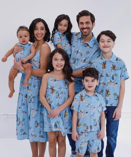 51WzqLn1gHL.jpg Chewbacca Darth Vader R2-D2 Stormtrooper TIE Fighter X-Wing Matching Family Hawaiian Button Down Shirt Adult