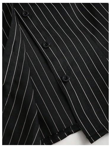 51XA5WE6qxL.jpg Women's Striped Button Down Shirt Ruched Short Sleeve Fitted Work Blouses