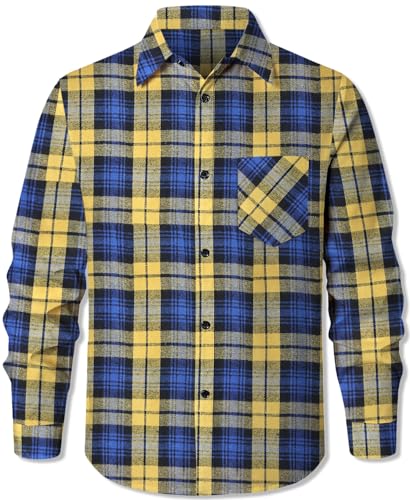 51XOPj8HWML.jpg Men's Casual Plaid Flannel Long Sleeve Button Down Shirt