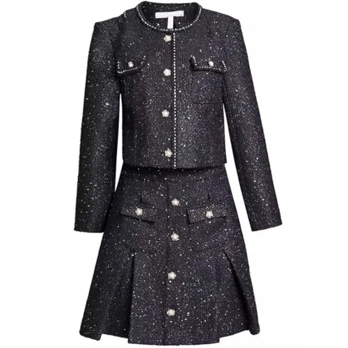 51XdtF3Z8NL.jpg Women Suit Long-Sleeved Single-Breasted Jacket Top Short Skirt 2 Piece Set