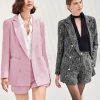 51YUSCv4iL.jpg Womens 2 Piece Tweed Blazer Shorts Sets Long Sleeve Double Breasted Suit Jackets Business Outfit