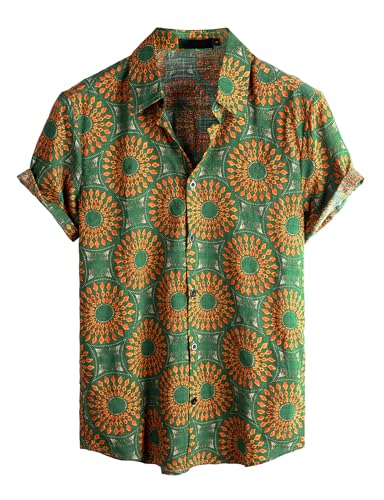 Mens Casual Hawaiian Floral Shirts Short Sleeve Button Down Tropical Shirts Beach Summer Shirts