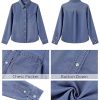 51ZdVF-J9lL.jpg Denim Button Down Shirts for Women Long Sleeve Lightweight Western Relaxed Single Pocket Jean Shirt Shacket Top