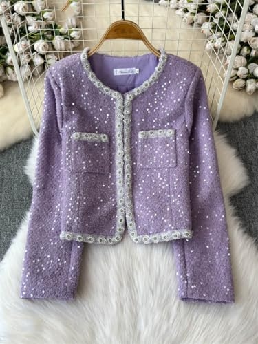 51dIsfnldtL.jpg Women's French Skirt Set Heavy Industry Beaded Sequined Temperament Coat Skirt Two-Piece Set