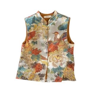 51dQ0o97owL.jpg Chinese Style Traditional Vest Sleeveless O-Neck Coat Embroider Tops Women Retro Tang Suits Jacket