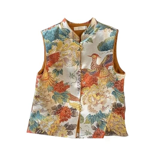 Chinese Style Traditional Vest Sleeveless O-Neck Coat Embroider Tops Women Retro Tang Suits Jacket