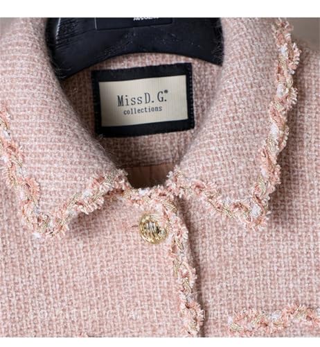 Women's Pink High-End Commuter Skirt Set Long-Sleeved Lapel Short Coat Skirt Two-Piece Set