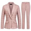51fr0gNPyL.jpg Women's 2 Piece Business Plaid Suit Set Office One Button Slim Fit Blazer with Pant