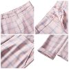 Womens 2 Piece Plaid Suits Set Business Office One Button Blazer Jacket Casual Long Sleeve Pant Suit Set