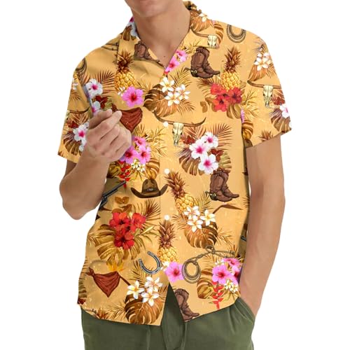 51giIOTJ9yL.jpg Pineapple Hawaiian Shirt for Men Women, Leopard Pineapple Button Down Shirt Mens Casual Short Sleeve Shirt