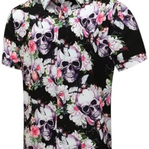 51h9kc6d2L.jpg Hawaiian Shirt for Men, Unisex Summer Beach Casual Short Sleeve Button Down Shirts, Printed Palmshadow Clothing
