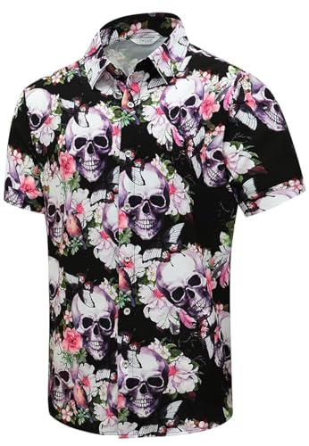 51h9kc6d2L.jpg Hawaiian Shirt for Men, Unisex Summer Beach Casual Short Sleeve Button Down Shirts, Printed Palmshadow Clothing
