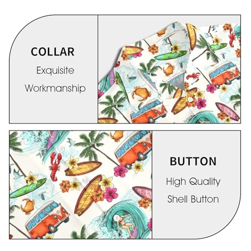 Christmas Hawaiian Shirt for Men Cruise Shirts Short Sleeve Button Down Palm Beach Summer Tropical Vacation Shirts