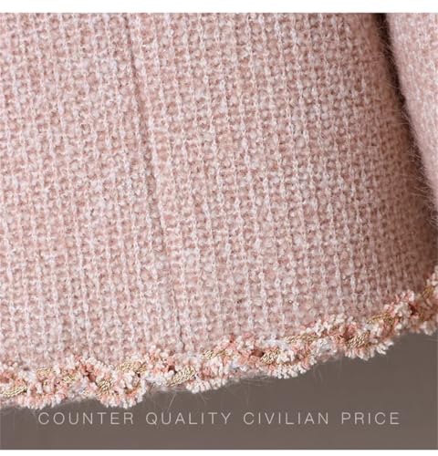 Women's Pink High-End Commuter Skirt Set Long-Sleeved Lapel Short Coat Skirt Two-Piece Set