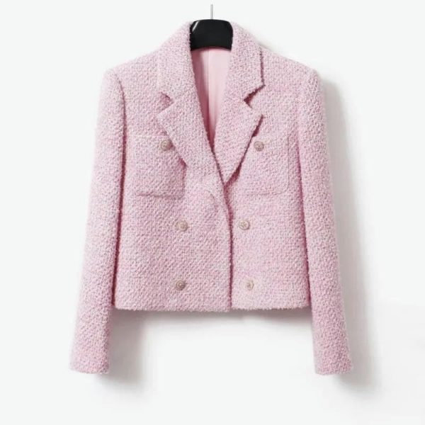 51khYli-w9L.jpg tweed jacket+skirt set, autumn and winter women's 2-piece set classic and elegant suit with set