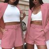 Blazer Shorts Set for Women 2 Piece Long Sleeve Open Front Blazers Short Suits Business Outfits with Belt