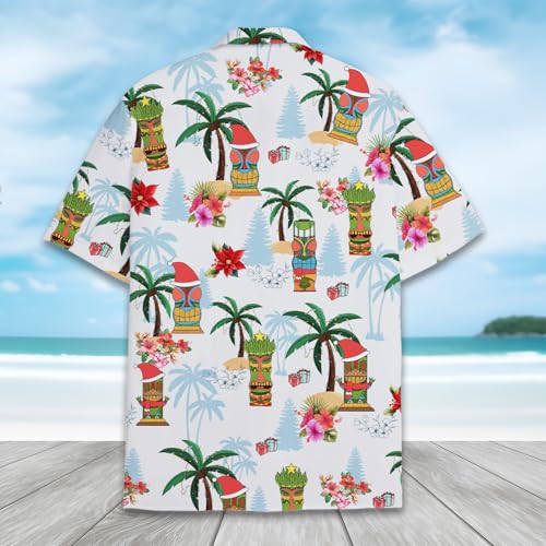 Holiday Hawaiian Shirt for Men Women Christmas Hawaiian Shirts Festive Summer Beach Short Sleeve Button Down