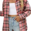 51m4bhZ7QrL.jpg Womens Button Down Flannel Shirts Long Sleeve Plaid Shackets Business Casual Blouse Top