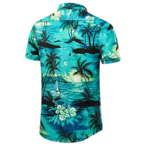 51mHEIVwjVS.jpg Men's Hawaiian Shirt Short Sleeves Printed Button Down Summer Beach Dress Shirts