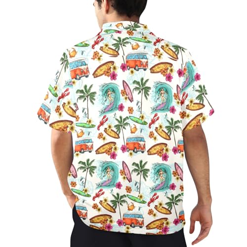 Christmas Hawaiian Shirt for Men Cruise Shirts Short Sleeve Button Down Palm Beach Summer Tropical Vacation Shirts