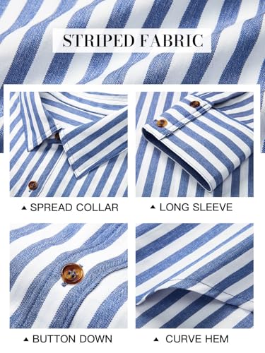 51oOnRIFSAL.jpg Womens Oversized Striped Button Down Shirts Boyfriend Long Sleeve Collared Work Blouses