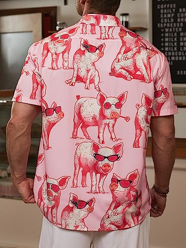 51oj9XVhtnL.jpg Men's Hawaiian Shirt Short Sleeve Funny Printed Casual Button Down Aloha Shirts