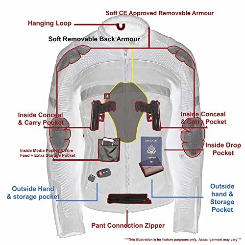 51qCxN1xAAL.jpg MPL2775 Black Armored Textile Motorcycle Jacket for Women - All Season Jacket w/Removable Liner