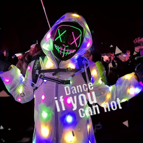51rDRL039NL.jpg 2 Pcs LED Light Up Jacket Men Women Rave Outfit Halloween Festival EDM Party Night Event Costume Neon Glow Clothing